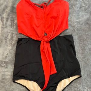 Kortni jeane suit tie up top, high waisted bottoms